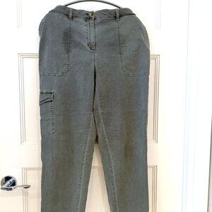 Size 16 - JJILL Sage Green Twill Cargo Jeans - Straight Leg